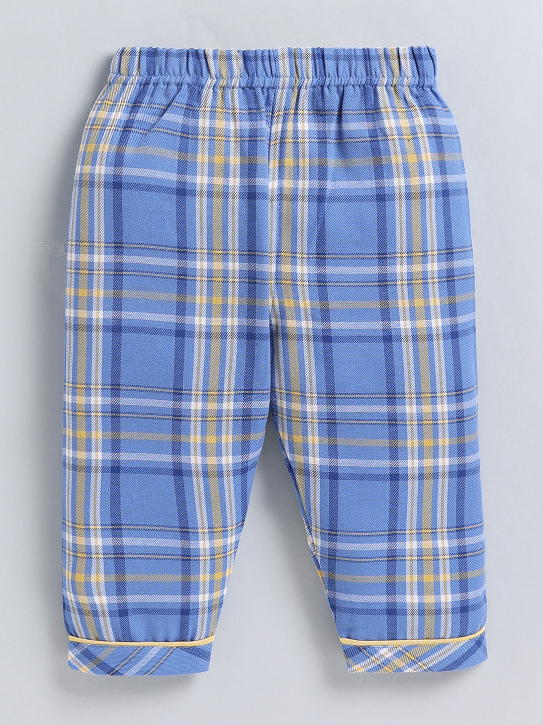 Blue Checked Cotton Full Sleeve Night Suit