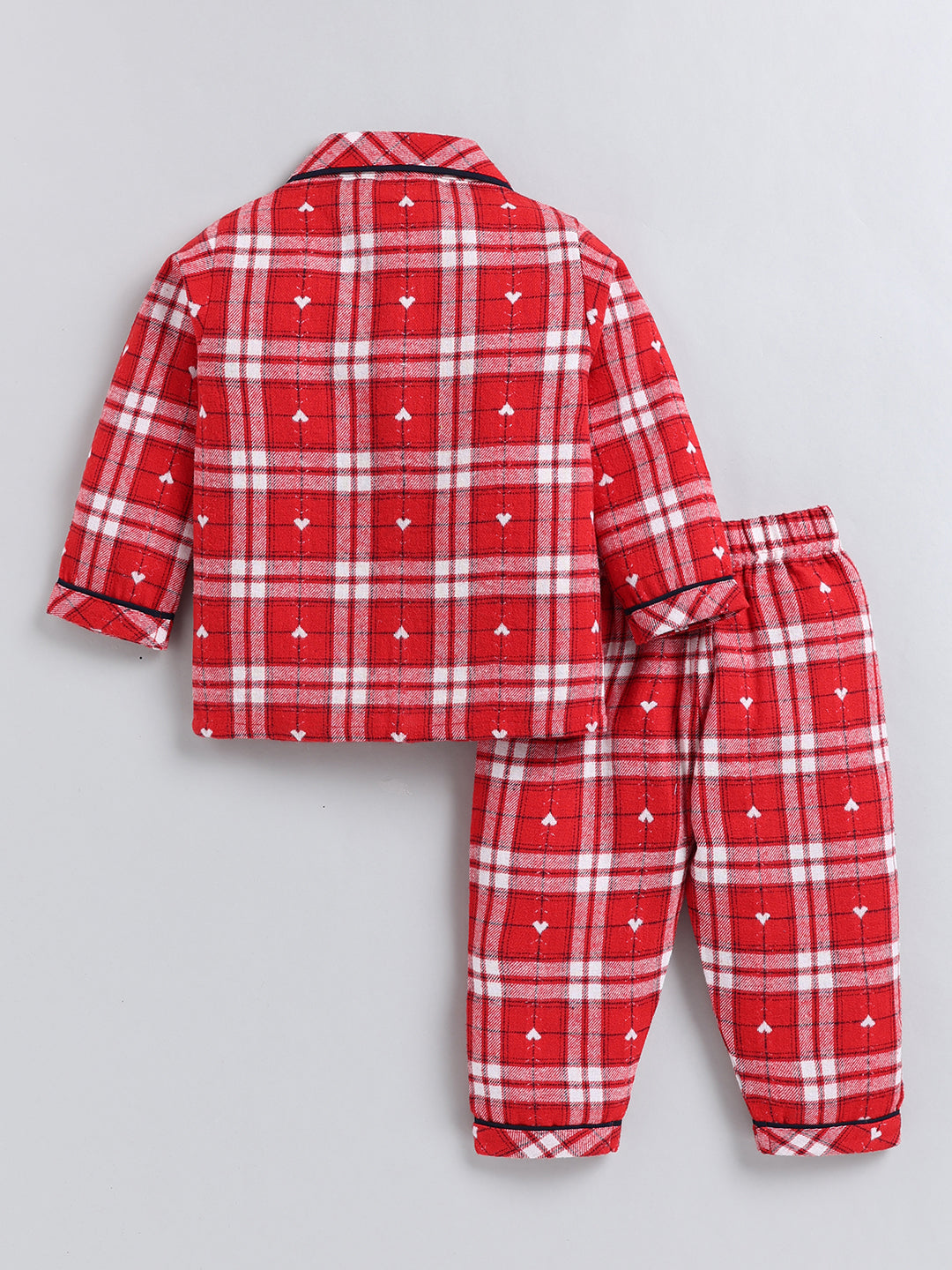 Red Checked Cotton Full Sleeve Night Suit