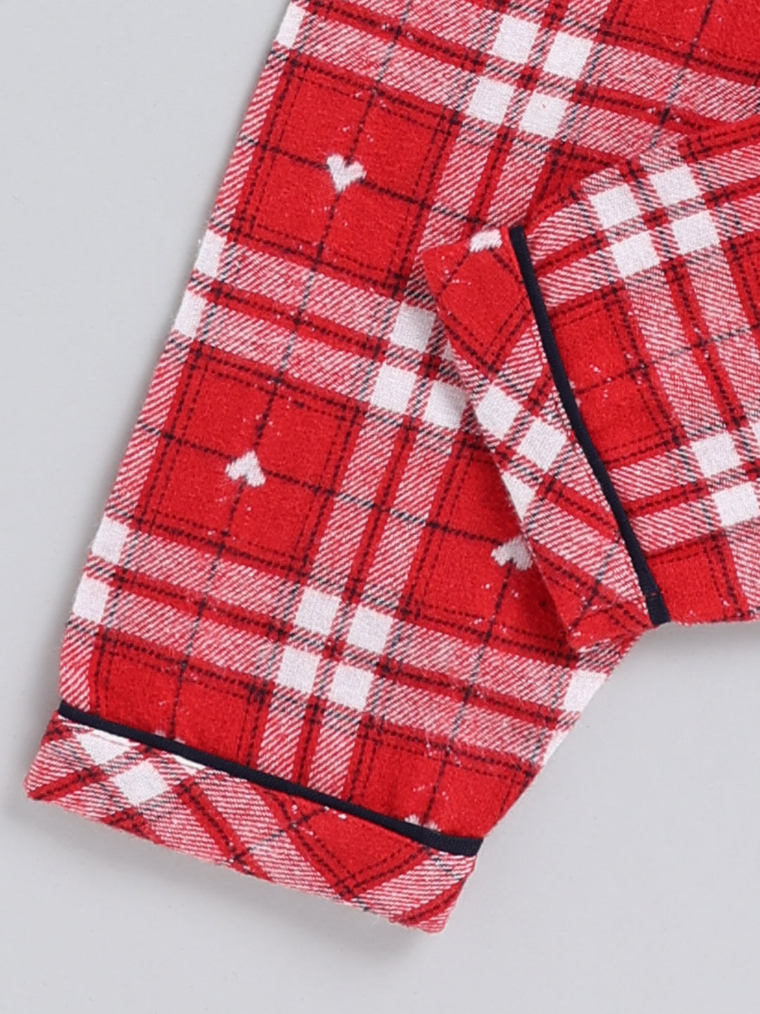 Red Checked Cotton Full Sleeve Night Suit