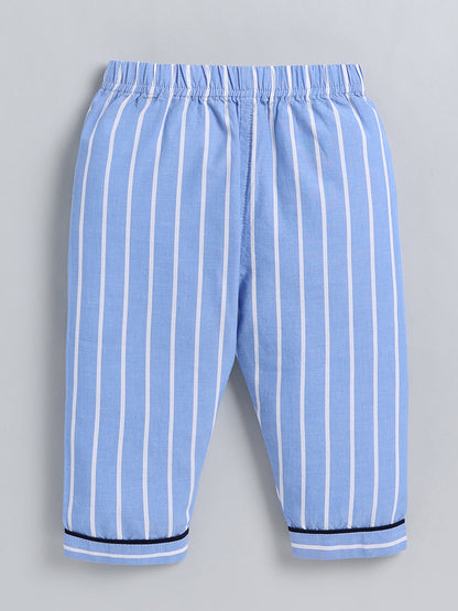 Blue Typography Cotton Full Sleeve Night Suit