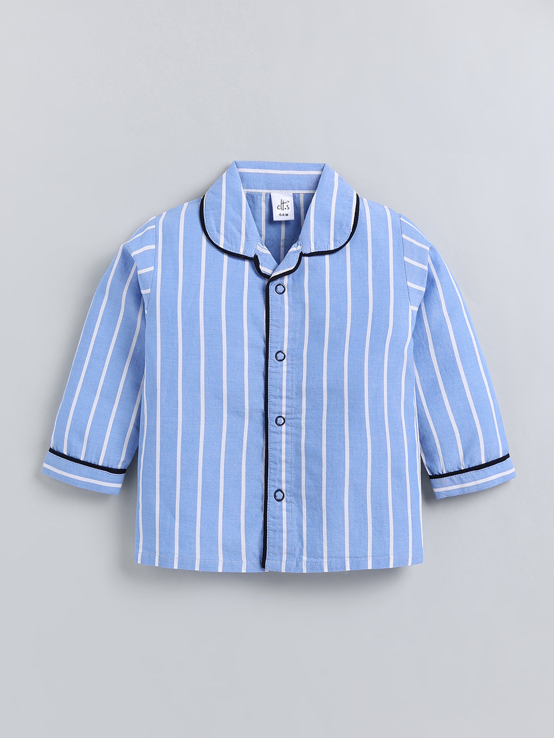 Blue Typography Cotton Full Sleeve Night Suit