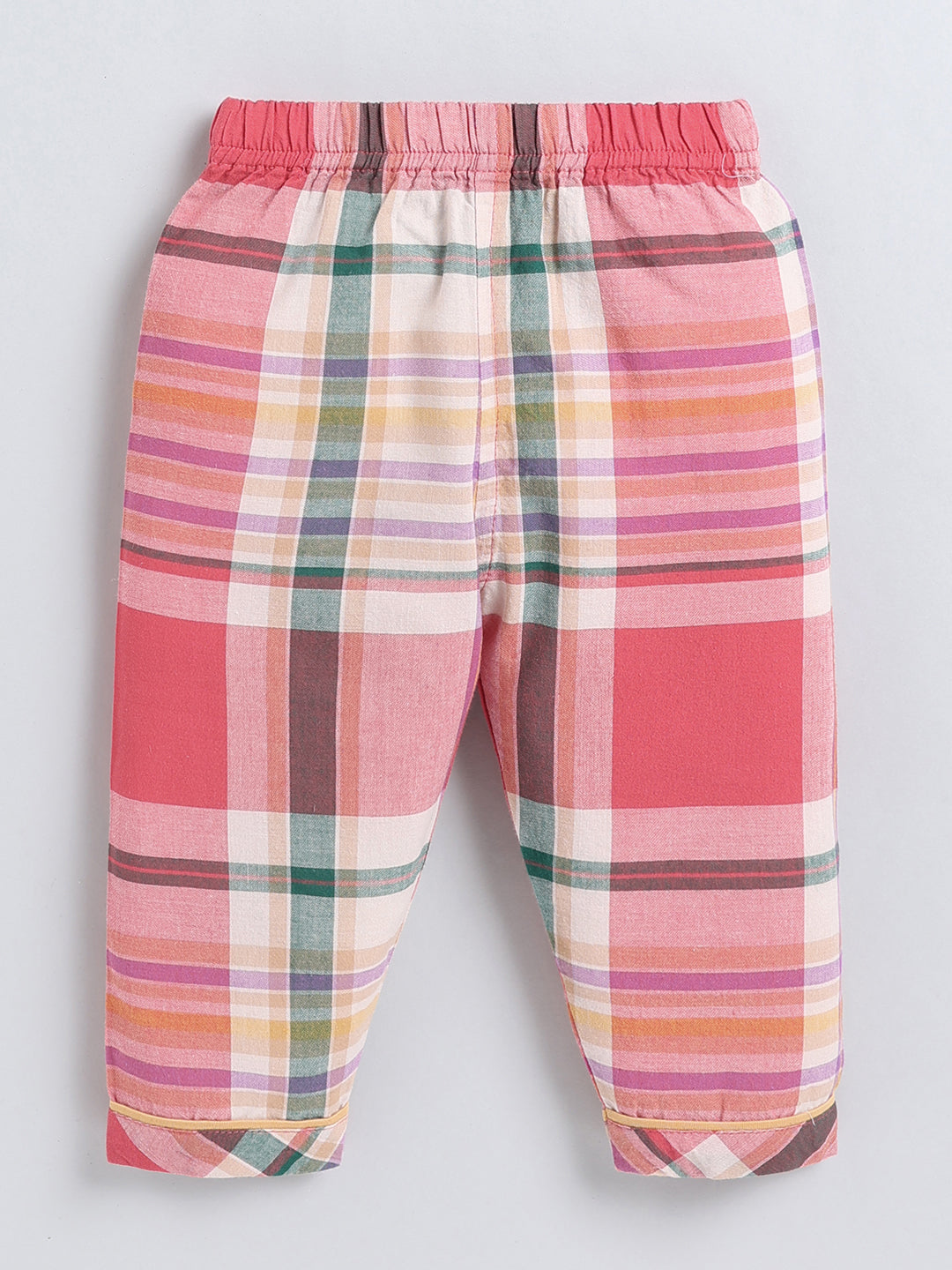 Red Checked Cotton Full Sleeve Night Suit