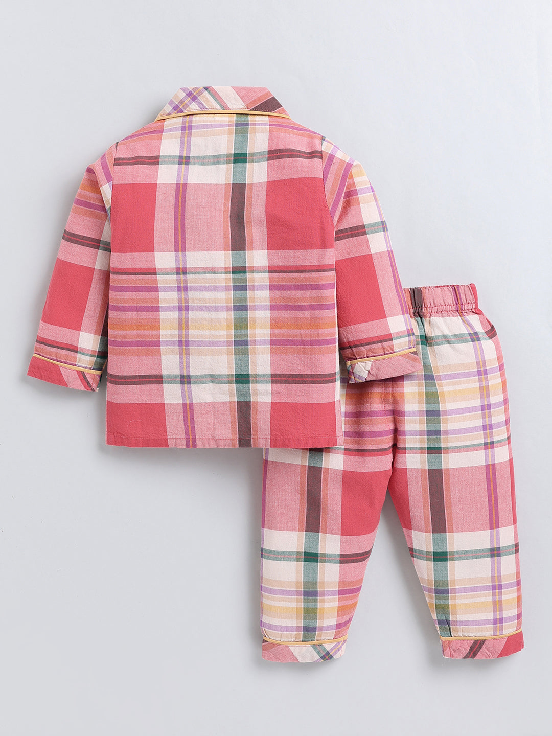 Red Checked Cotton Full Sleeve Night Suit