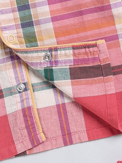Red Checked Cotton Full Sleeve Night Suit