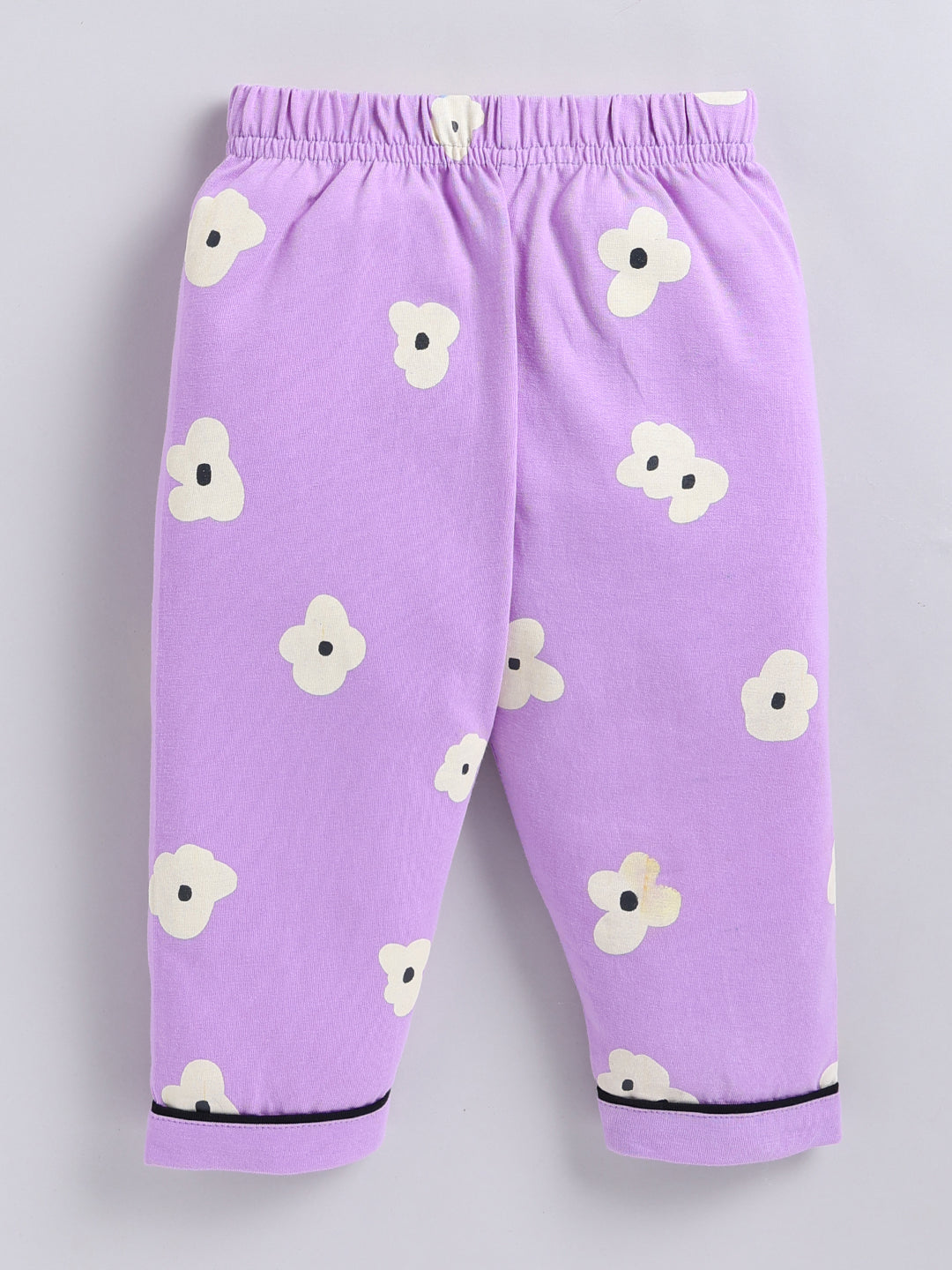 Purple Floral Cotton Full Sleeve Night Suit
