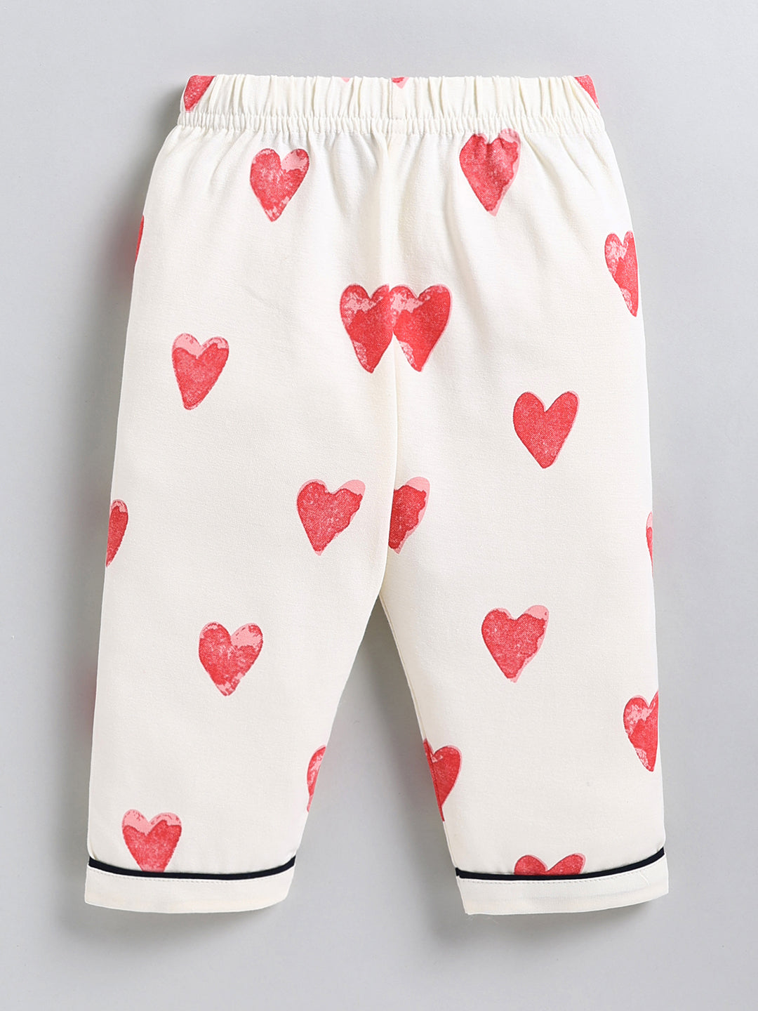 Cream Typography Cotton Full Sleeve Night Suit