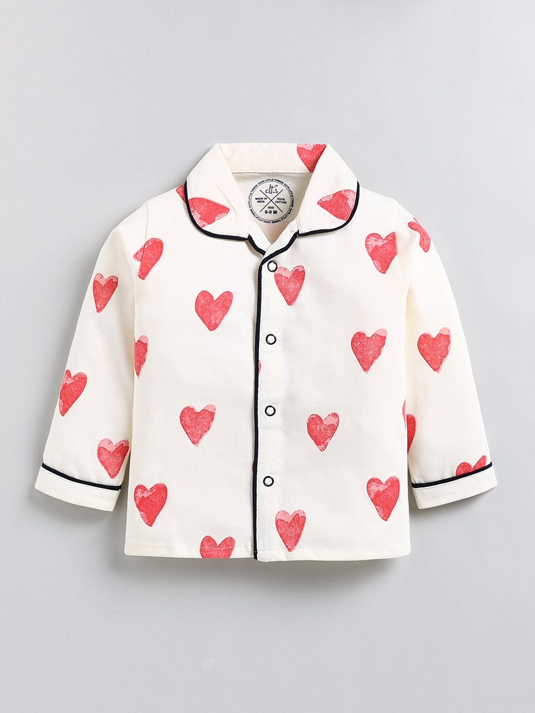 Cream Typography Cotton Full Sleeve Night Suit