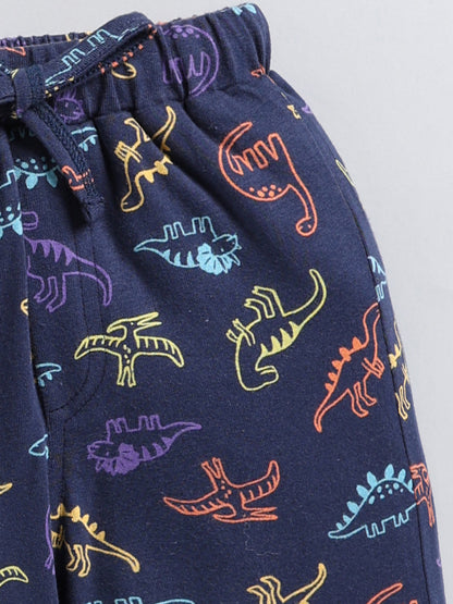 Blue Dino Print Cotton Full Sleeve Co-ord Set