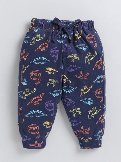 Blue Dino Print Cotton Full Sleeve Co-ord Set