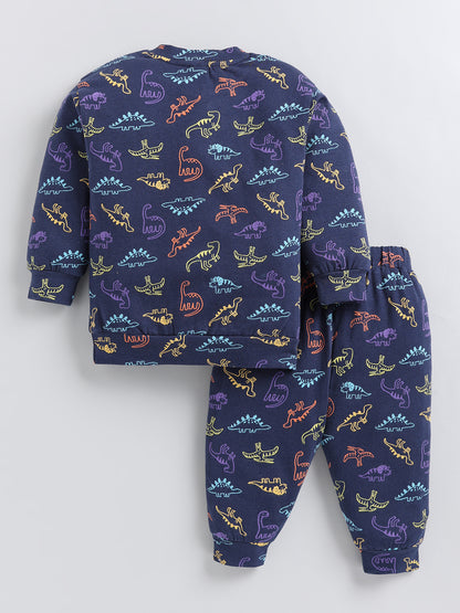 Blue Dino Print Cotton Full Sleeve Co-ord Set