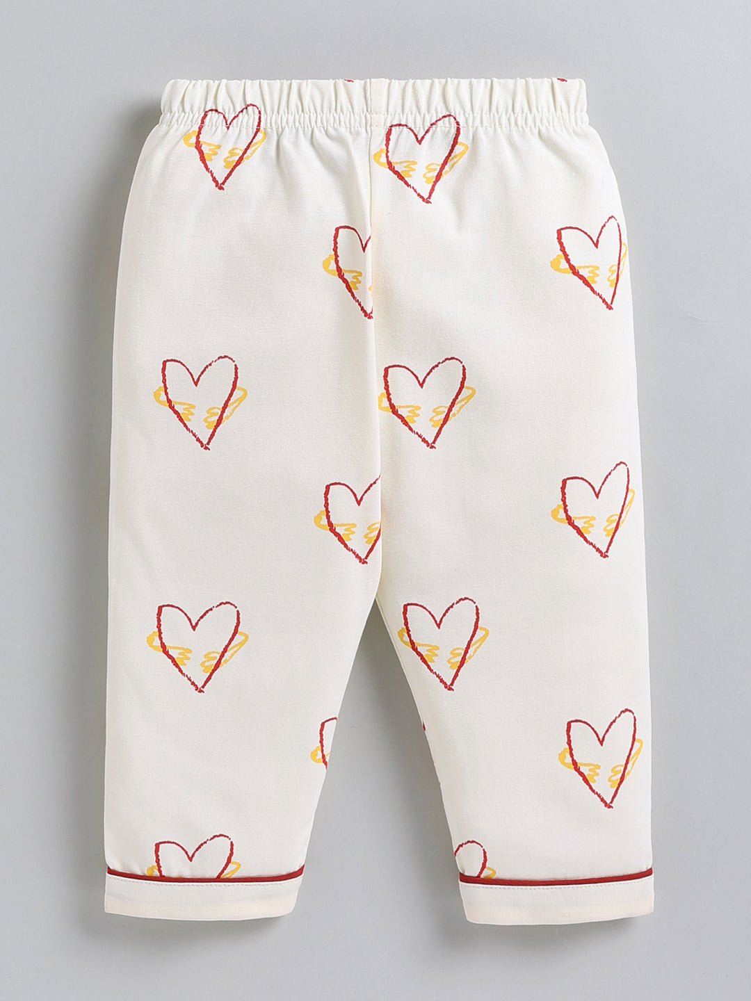 Cream Typography Cotton Full Sleeve Night Suit