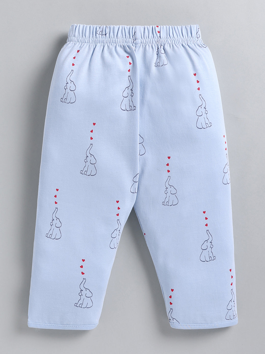 Blue Elephant Print Cotton Full Sleeve Night Suit
