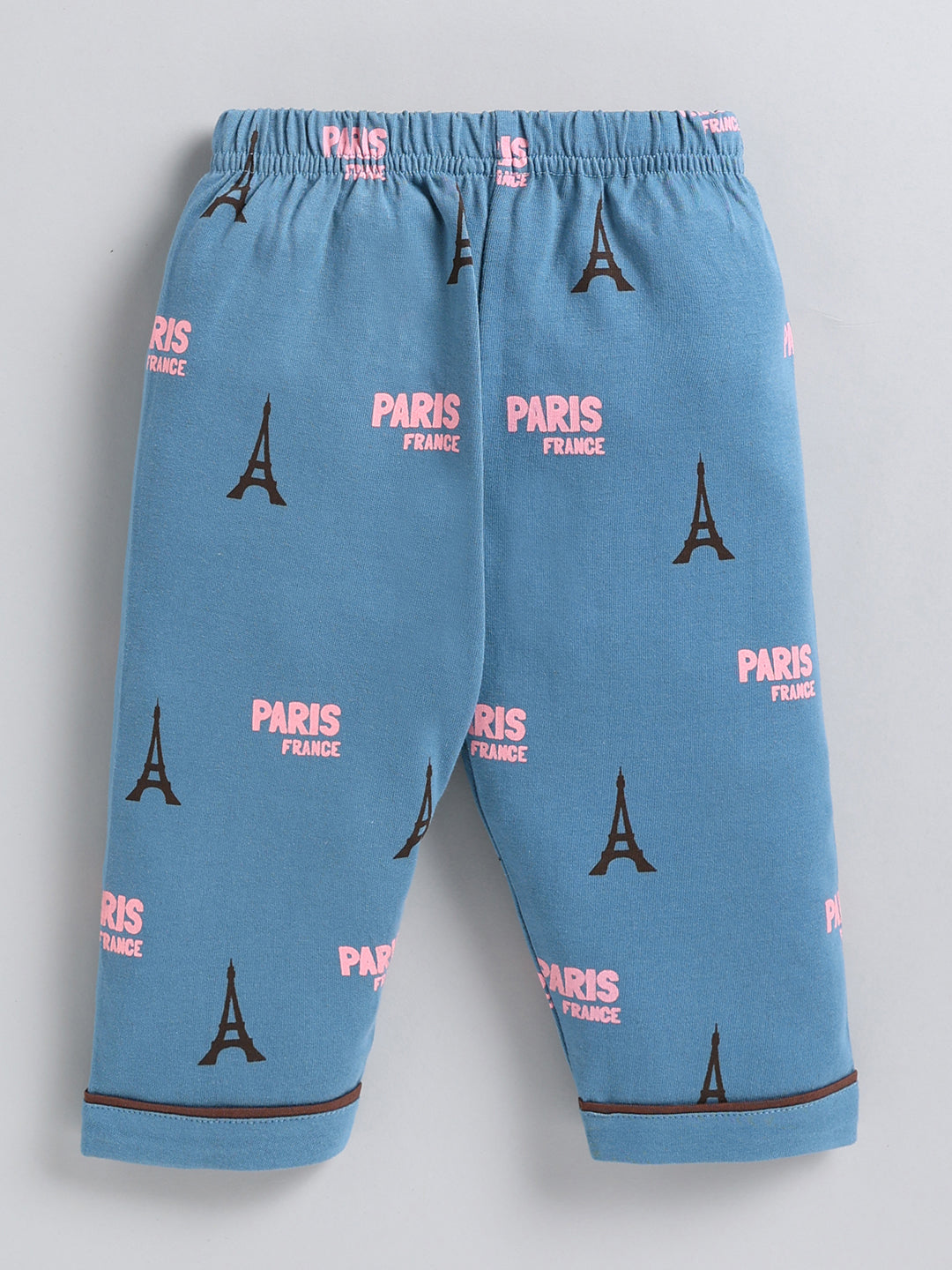Blue Typography Cotton Full Sleeve Night Suit
