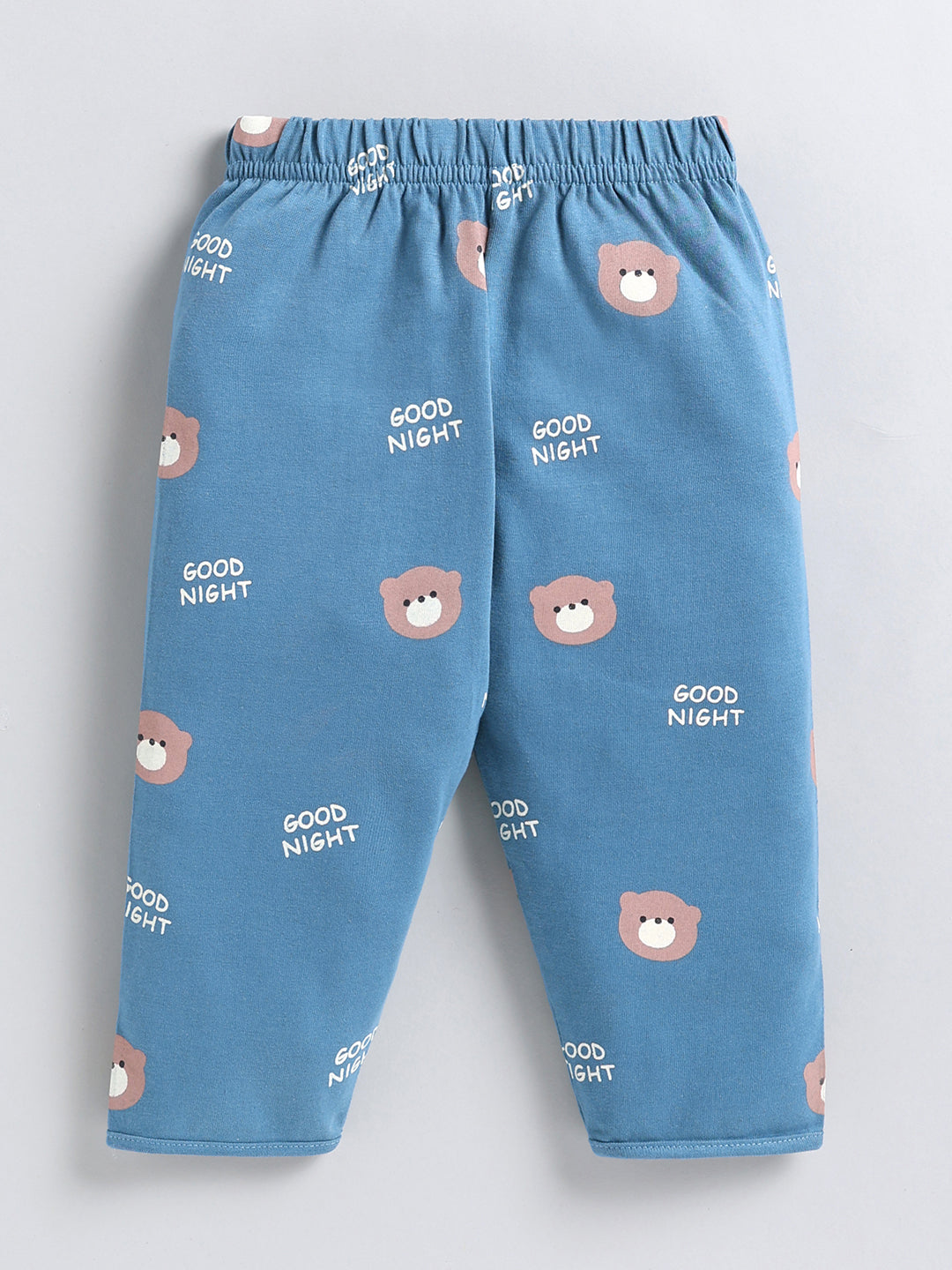 Blue Teddy Bear Cotton Full Sleeve Night Suit