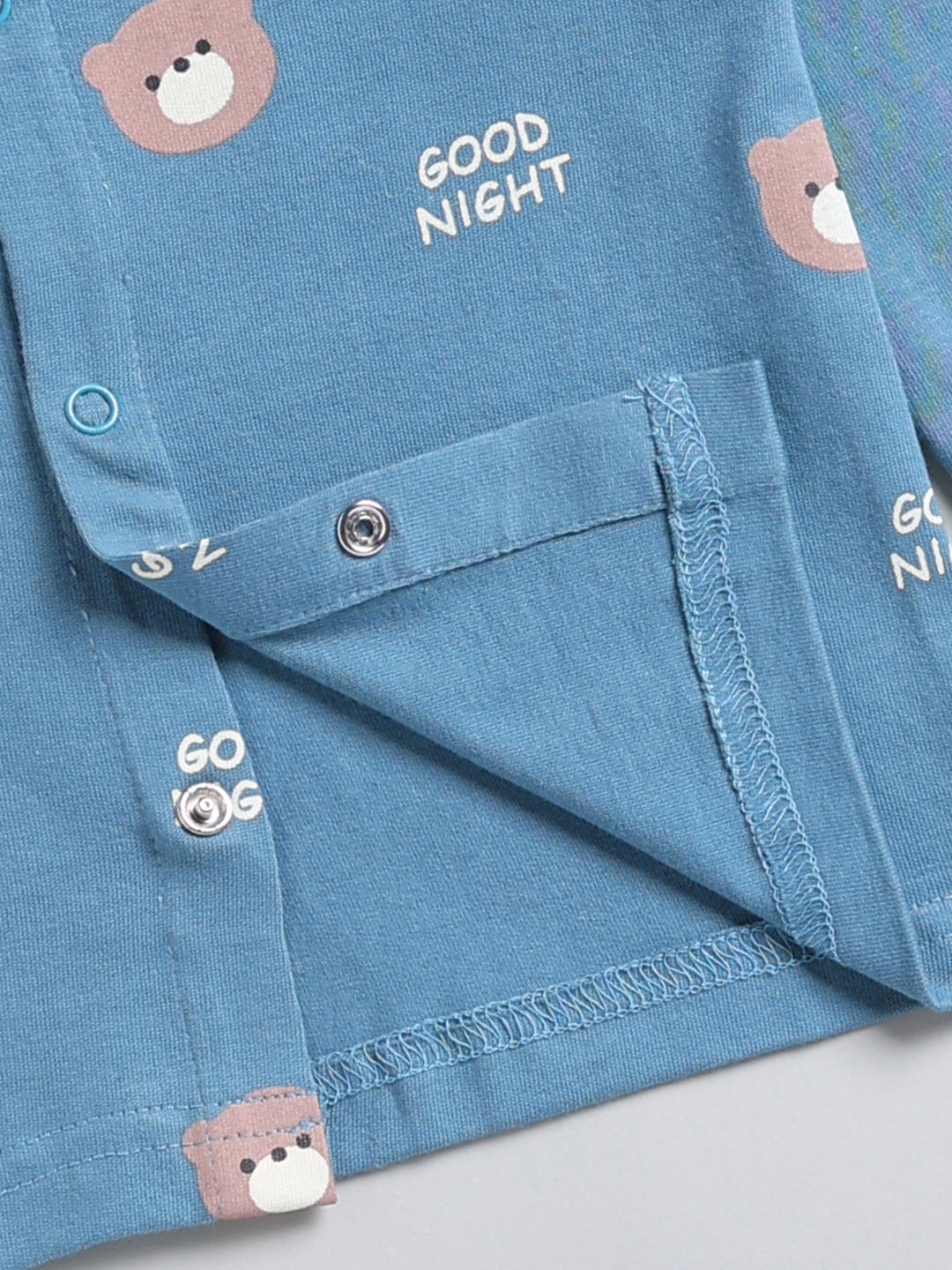 Blue Teddy Bear Cotton Full Sleeve Night Suit