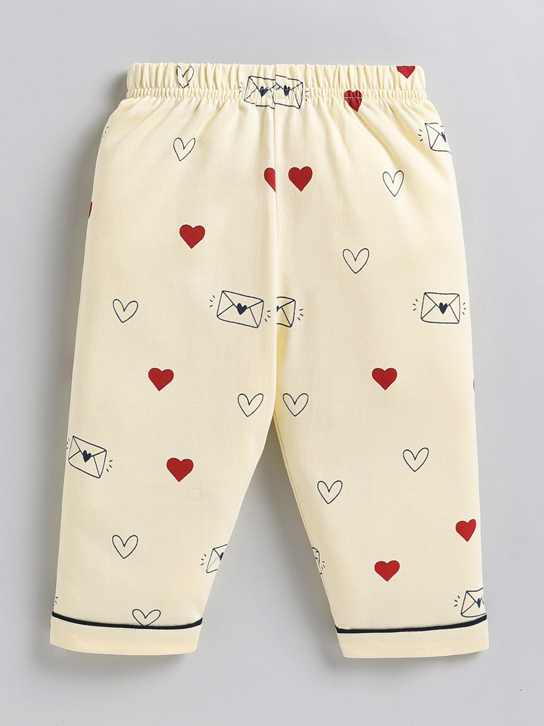 Yellow Typography Cotton Full Sleeve Night Suit