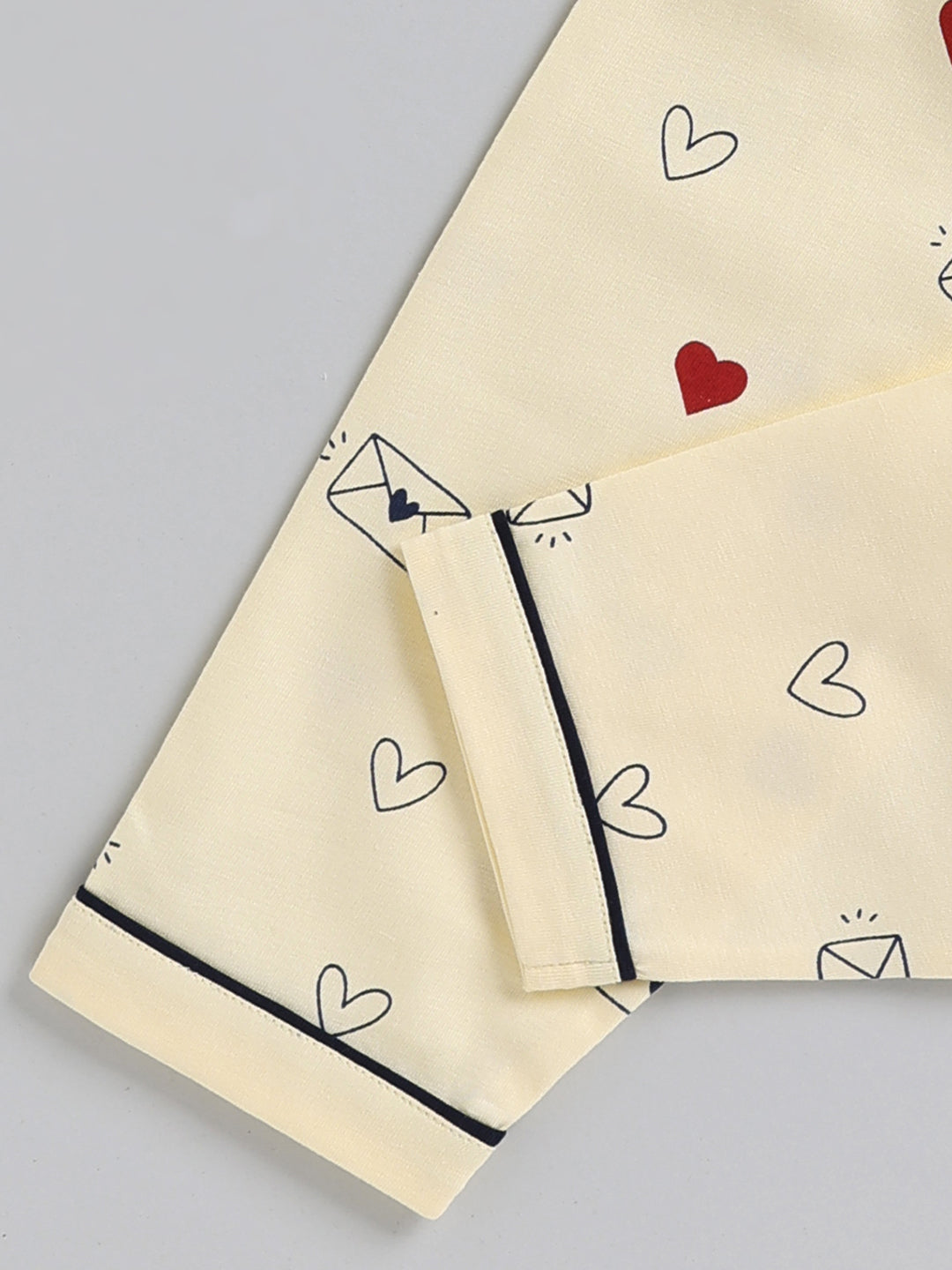 Yellow Typography Cotton Full Sleeve Night Suit