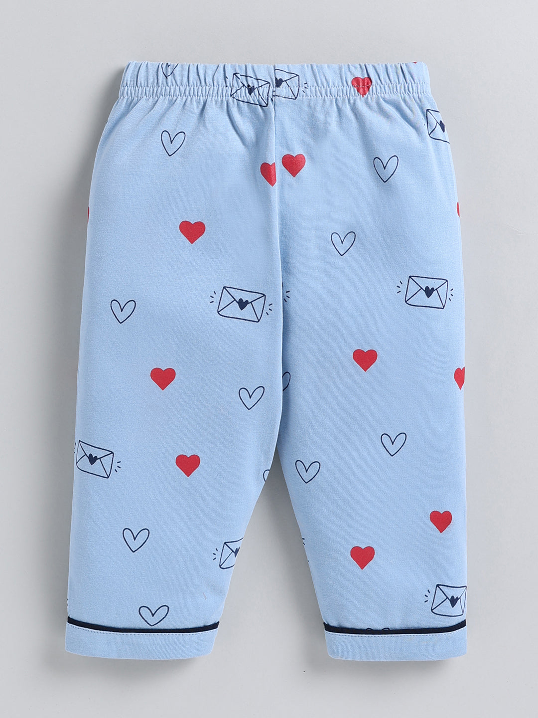 Blue Typography Cotton Full Sleeve Night Suit