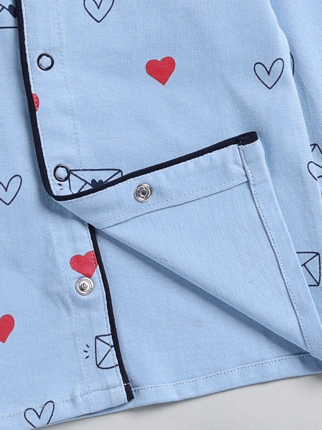 Blue Typography Cotton Full Sleeve Night Suit
