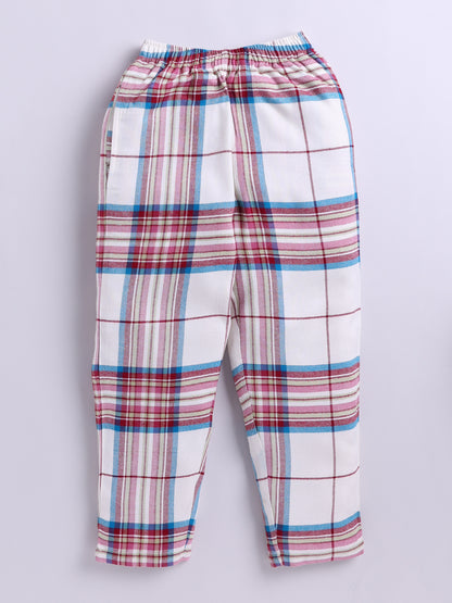 Maroon Checked Flannel Cotton Full Sleeve Night Suit