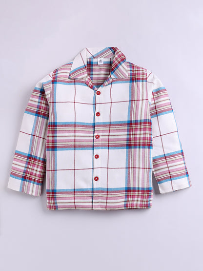 Maroon Checked Flannel Cotton Full Sleeve Night Suit