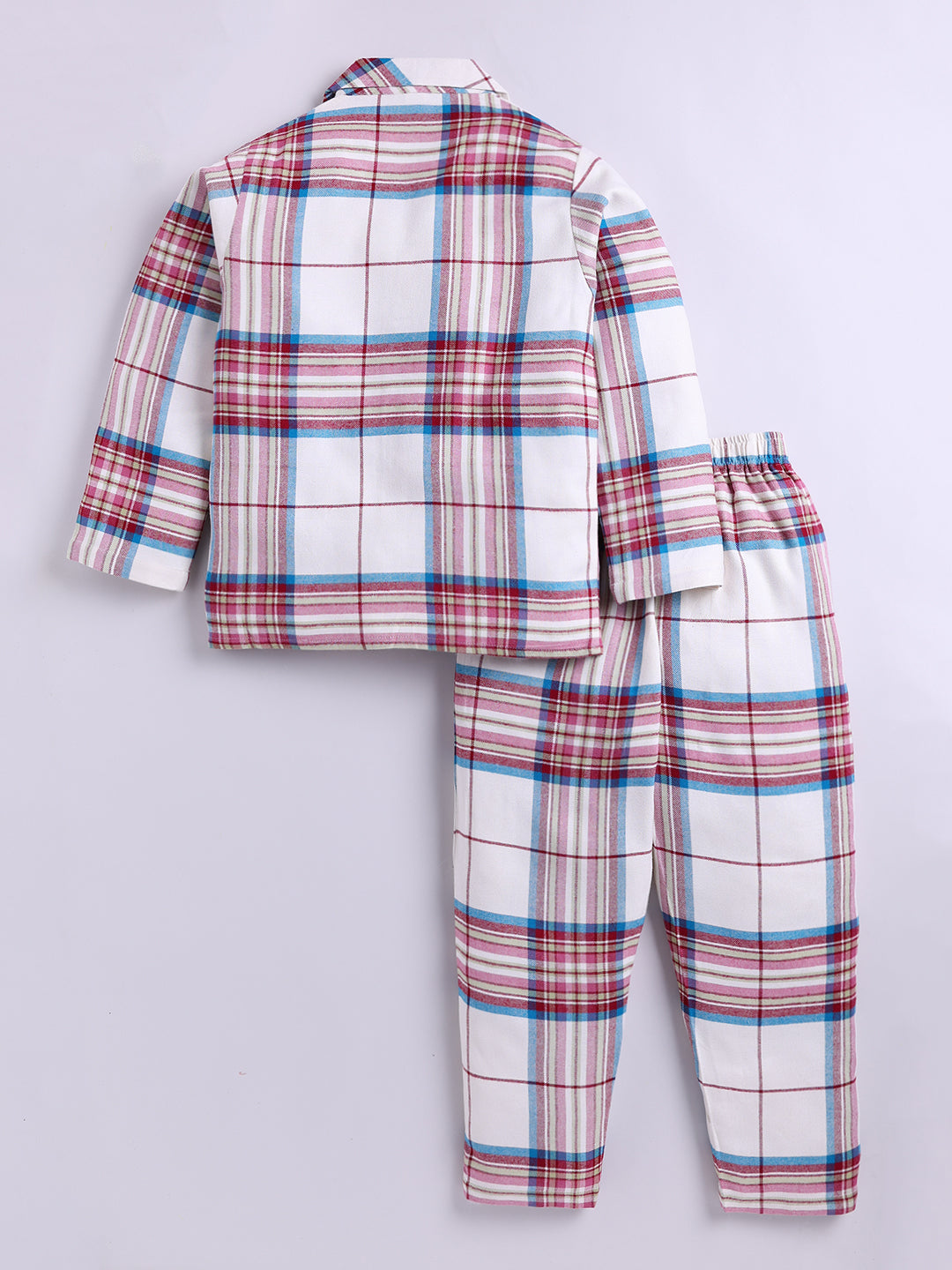 Maroon Checked Flannel Cotton Full Sleeve Night Suit