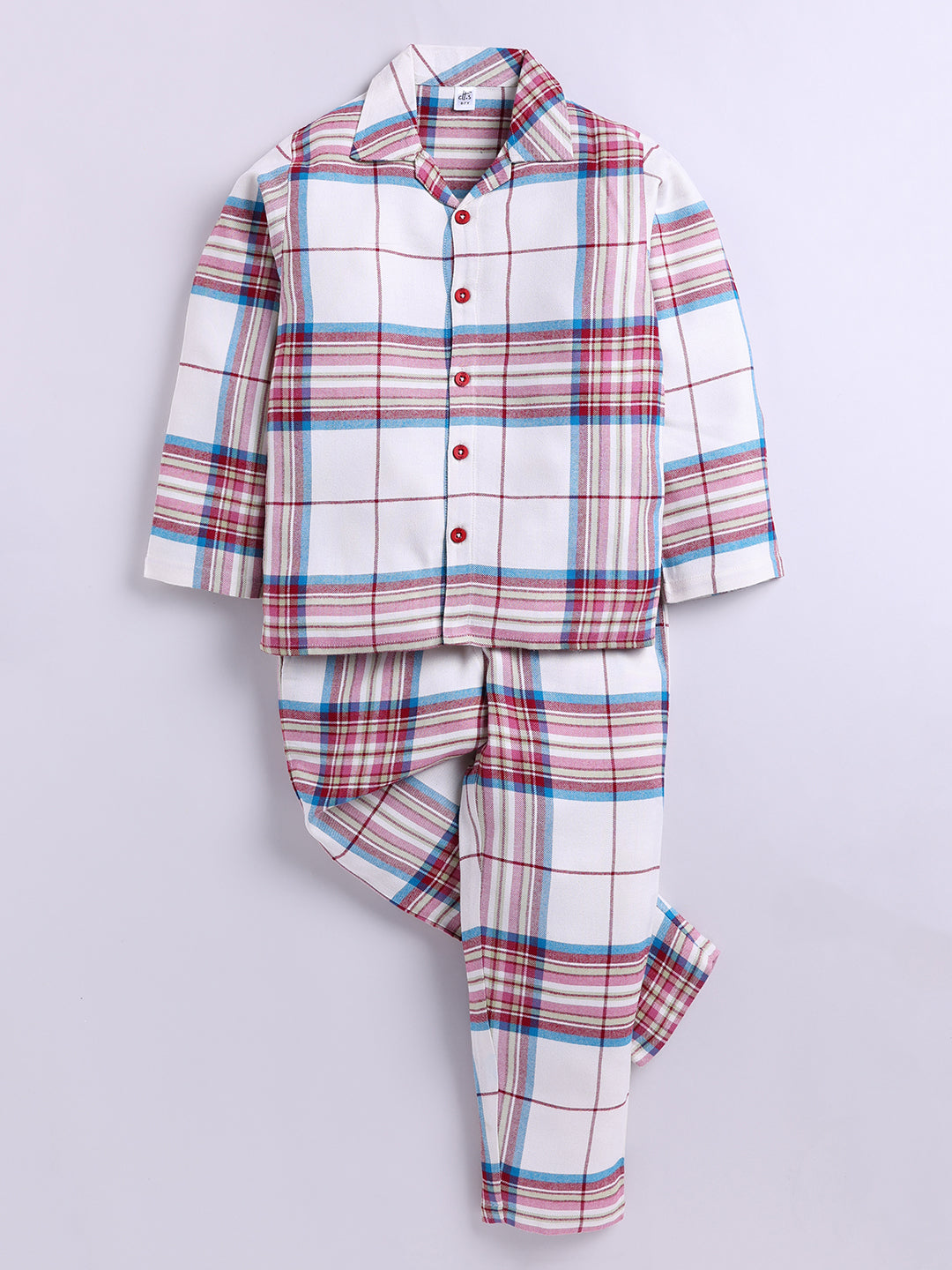 Maroon Checked Flannel Cotton Full Sleeve Night Suit