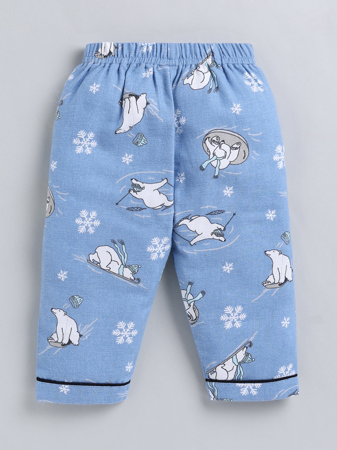Blue Animal Print Cotton Full Sleeve Night Suit