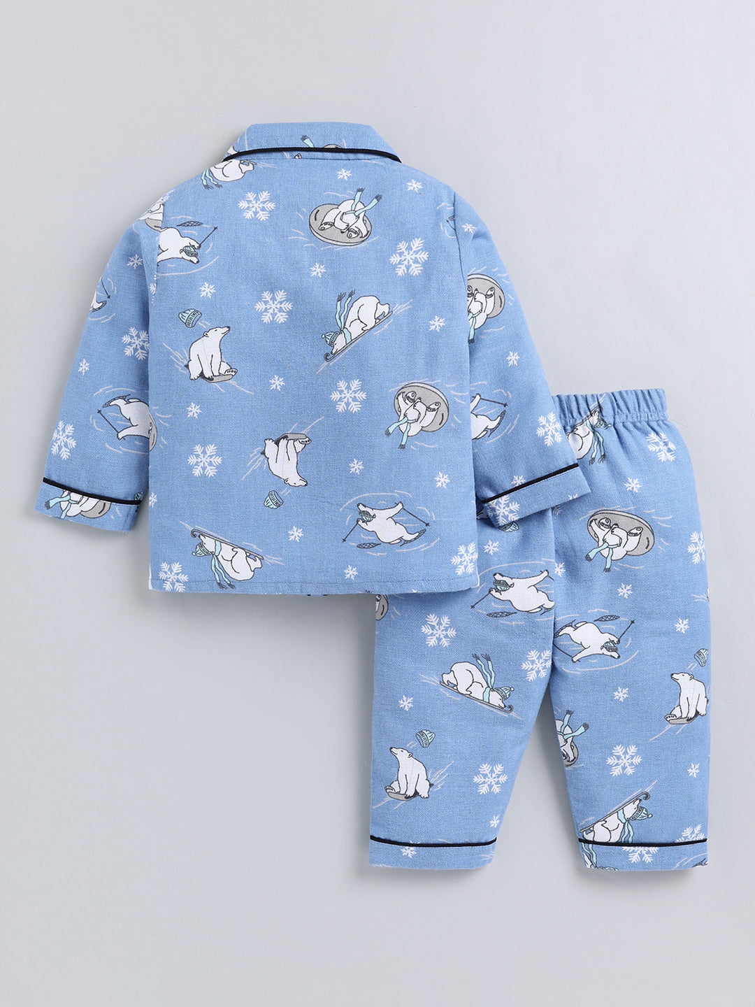 Blue Animal Print Cotton Full Sleeve Night Suit
