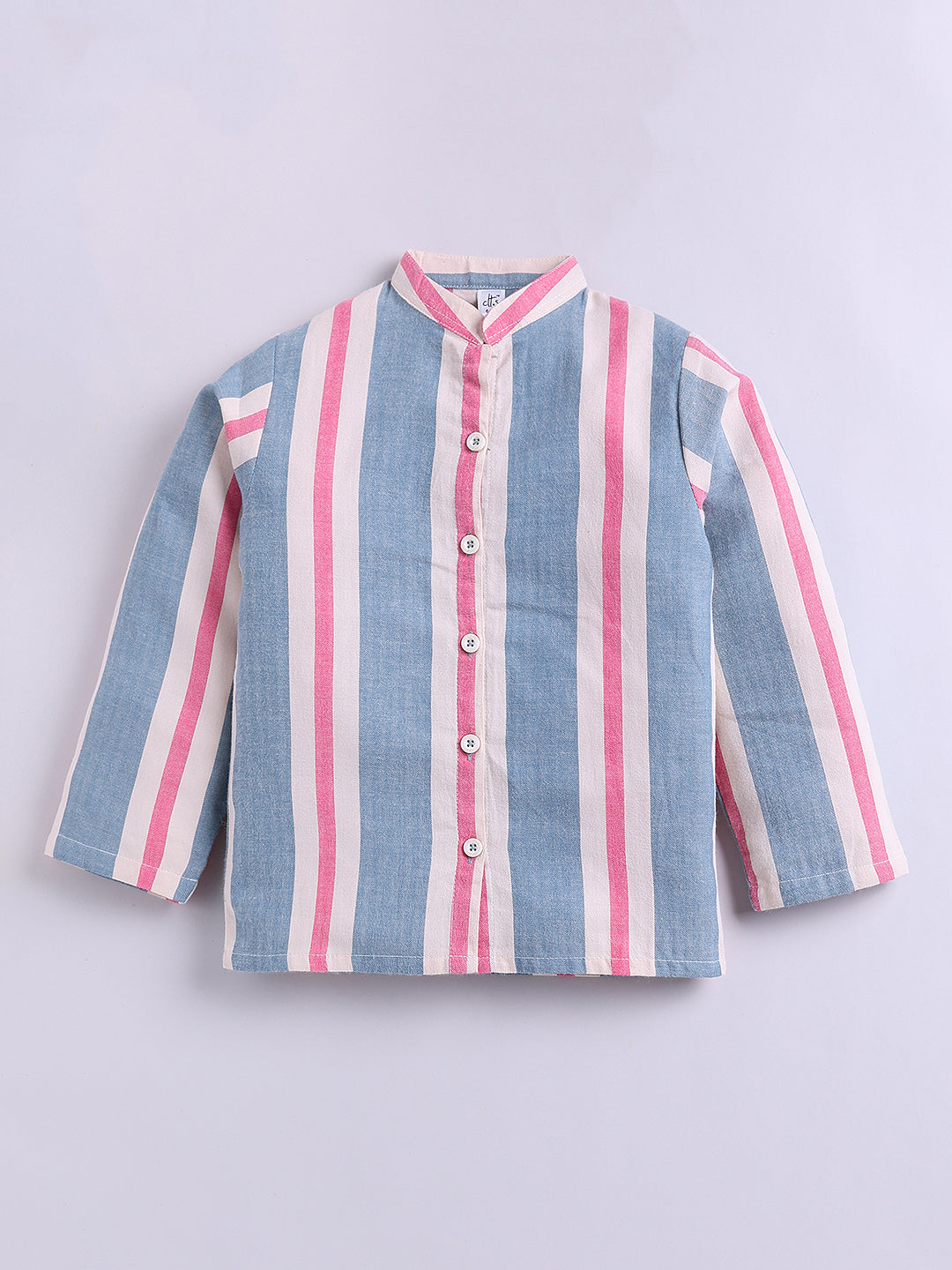 Blue Striped Cotton Full Sleeve Night Suit