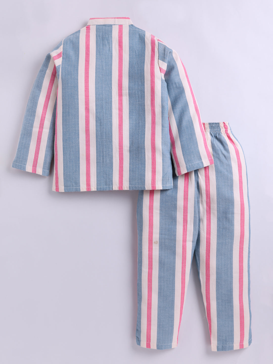 Blue Striped Cotton Full Sleeve Night Suit