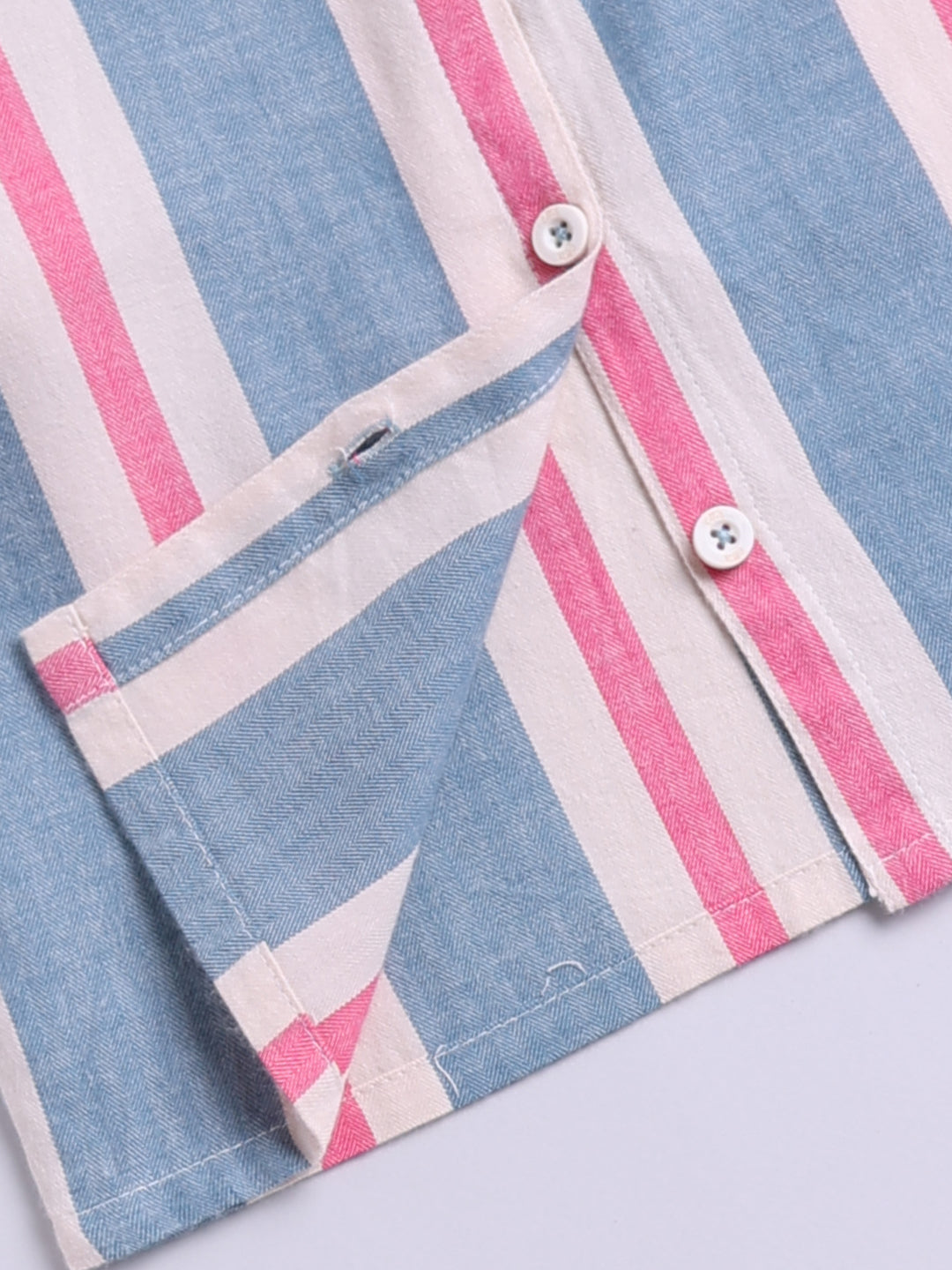 Blue Striped Cotton Full Sleeve Night Suit