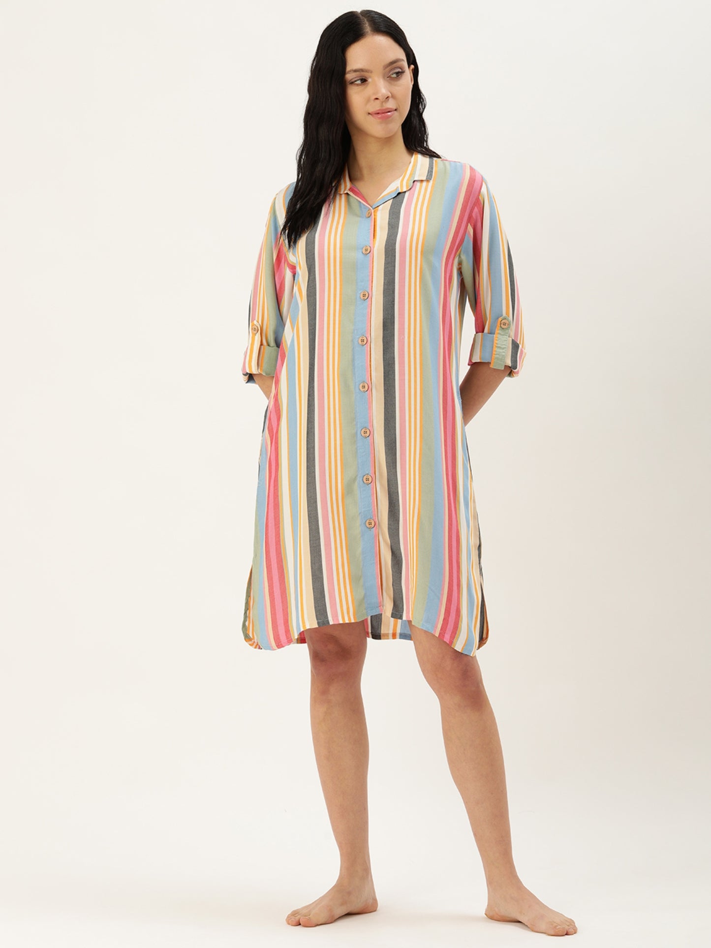 Multi Colored Striped Sleepshirt