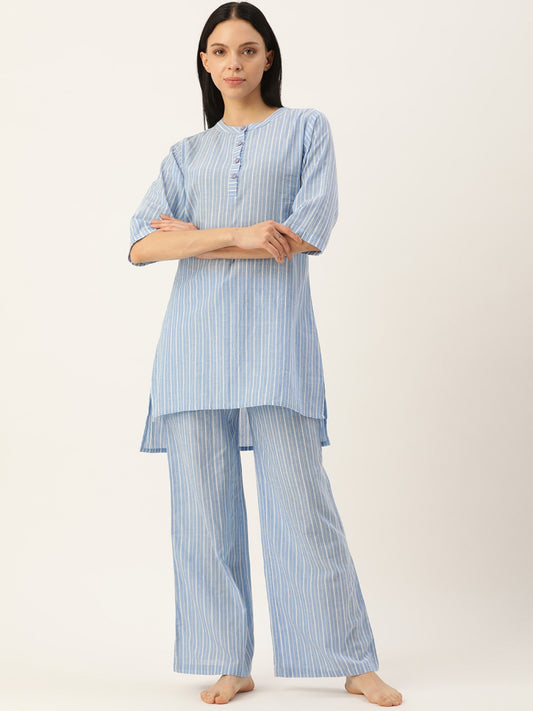 Vertical Blue Kurta & Palazzo