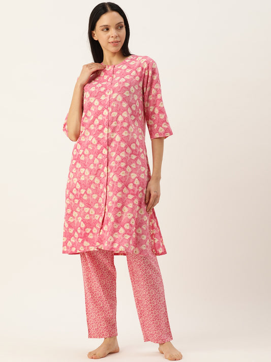 Floral Pink Mix Match Kurta & Pyjamas