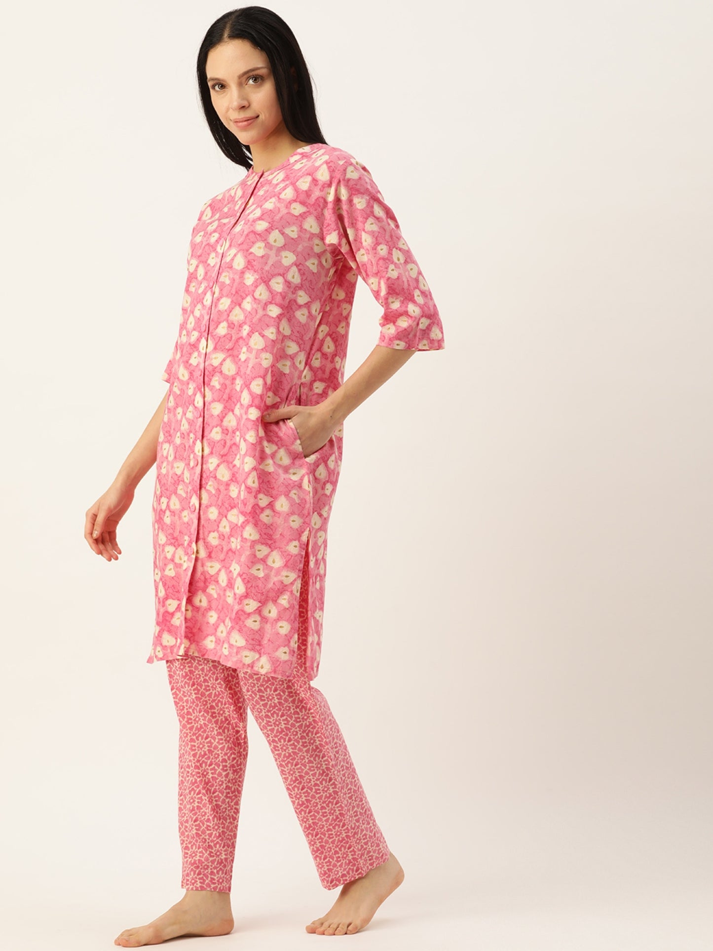 Floral Pink Mix Match Kurta & Pyjamas