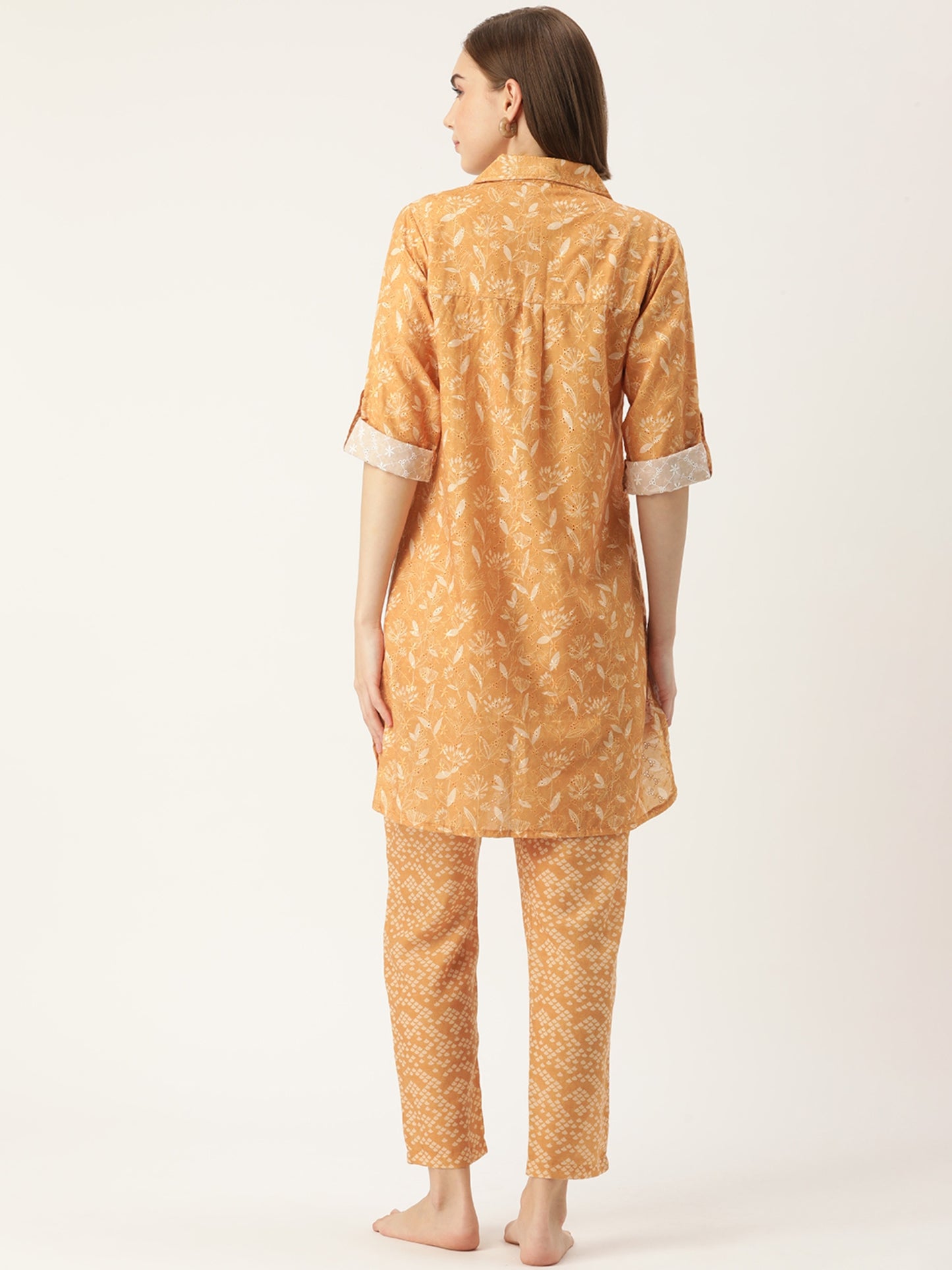 Floral Yellow Motifs Kurta & Pyjamas