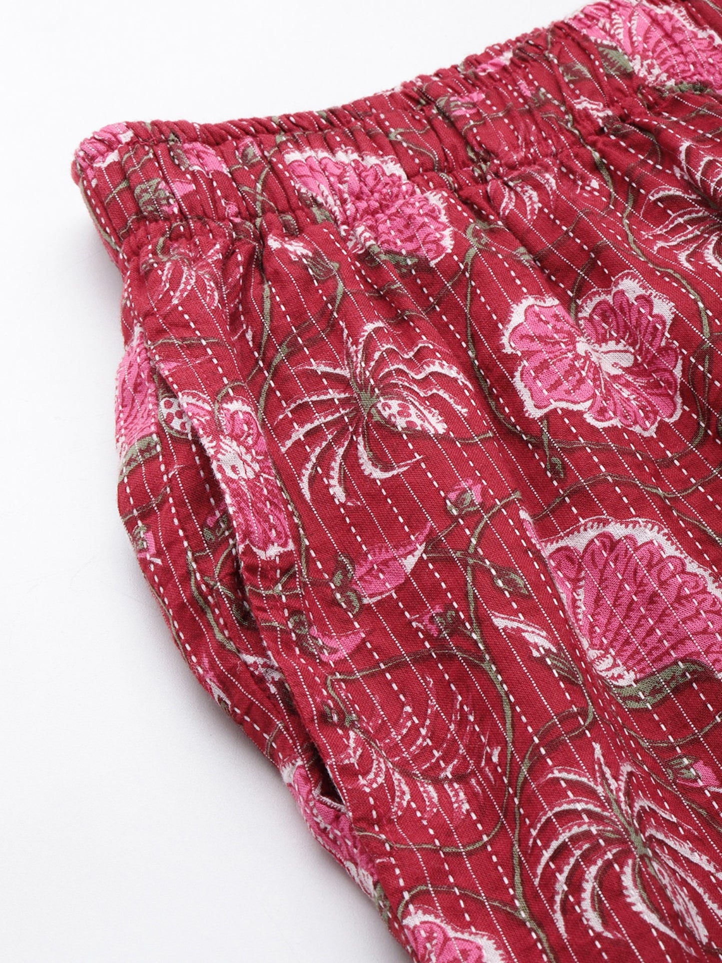 Floral Red Kurta & Pyjamas
