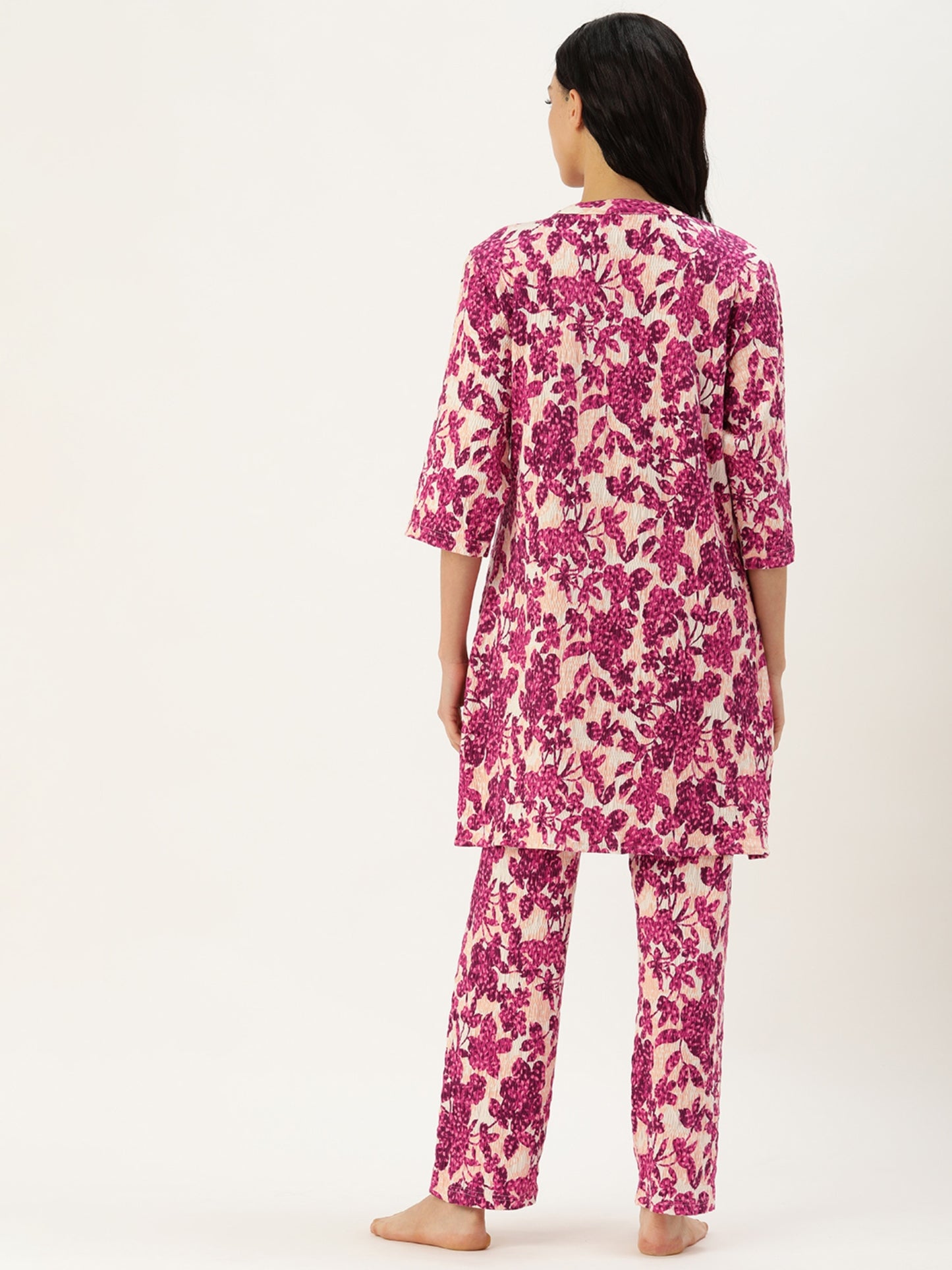 Floral Pink Kurta & Pyjamas