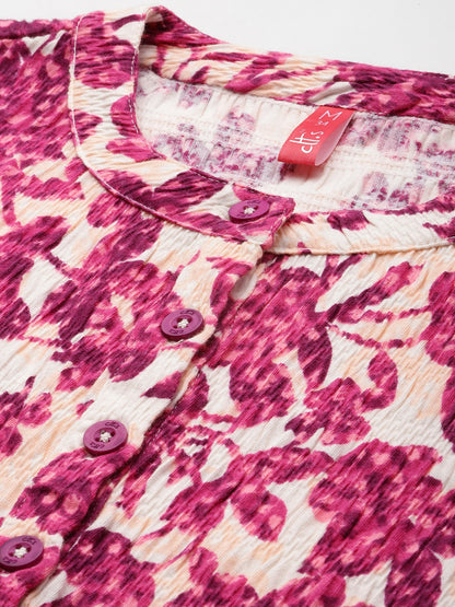 Floral Pink Kurta & Pyjamas