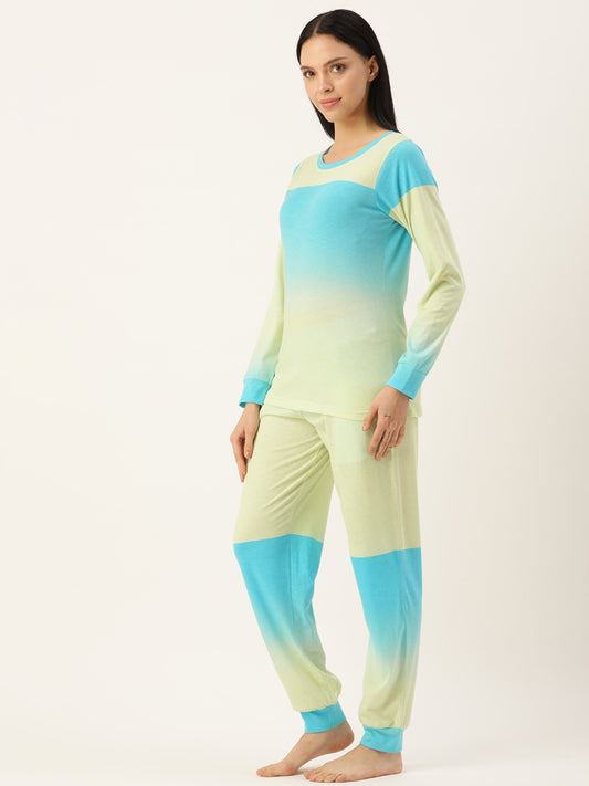 Colour blocked Blue Co-ord Set