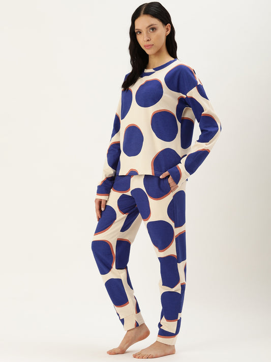 Graphic Blue & Cream Co-ord Set