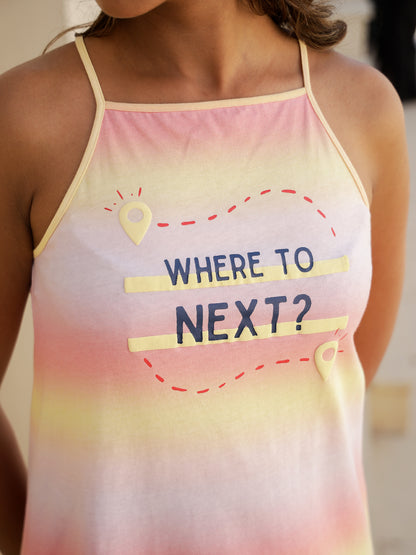 Multicolored Typography Cotton Night Dress