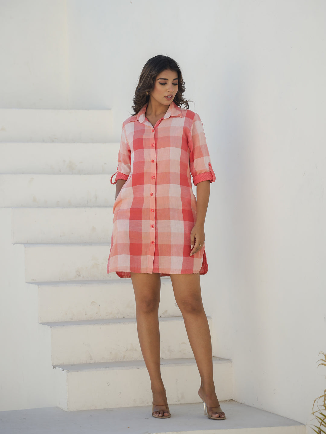 Rust Checked Cotton Sleep Shirt