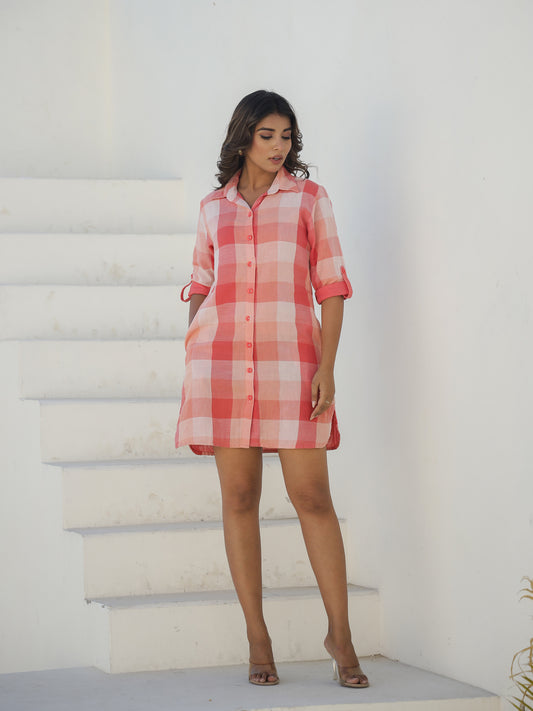 Rust Checked Cotton Sleep Shirt