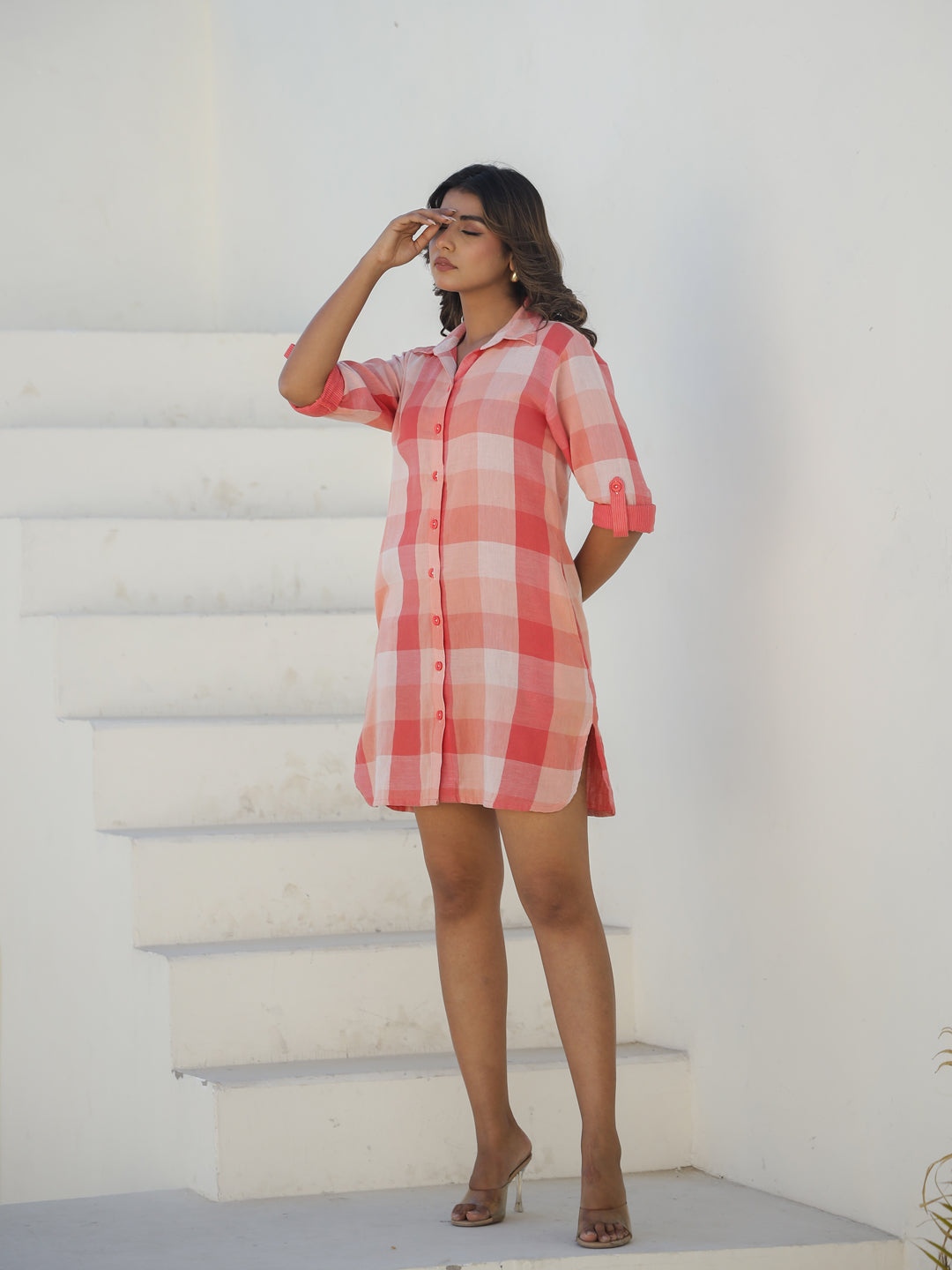 Rust Checked Cotton Sleep Shirt