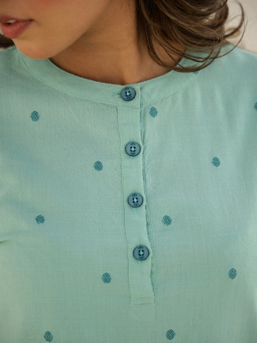 Green Cotton Three-Quarter Sleeves Floral Kurta & Palazzo