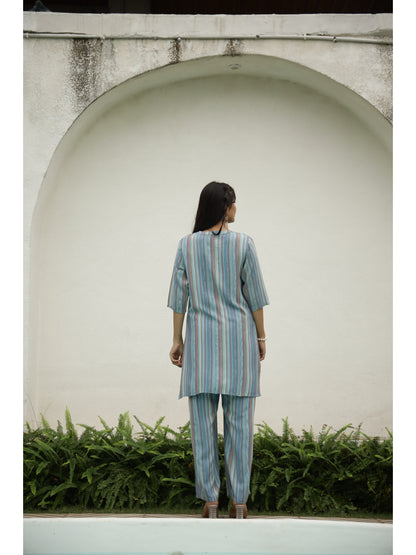 Multi Striped Three-Quarter Sleeves Kurta & Palazzo