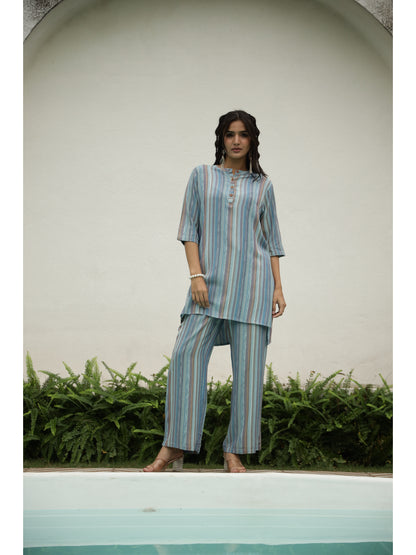 Multi Striped Three-Quarter Sleeves Kurta & Palazzo