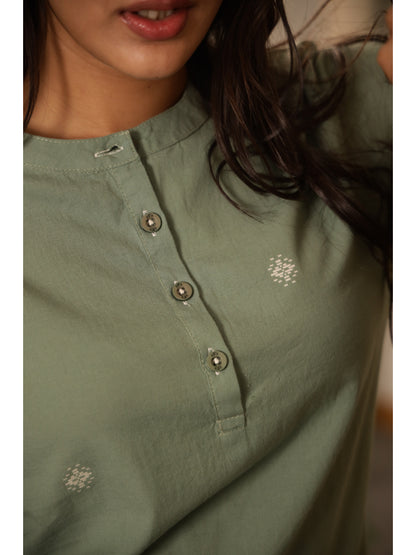 Green Floral Three-Quarter Sleeves Kurta & Palazzo